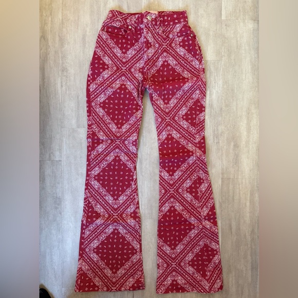 REVICE | Jeans | Revice Denim Bandana Print Flared Jeans Red | Poshmark